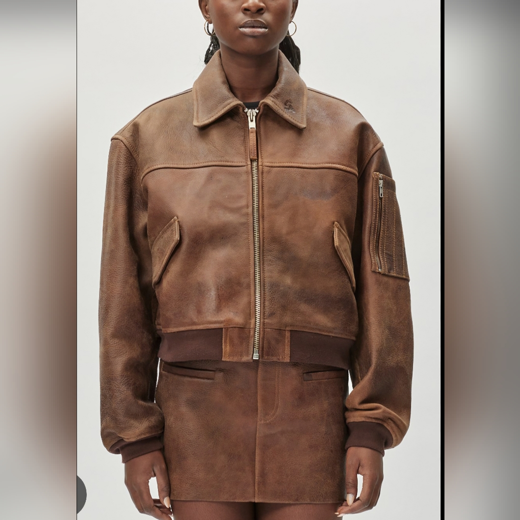 Oval Square Rocky Leather Bomber Jacket Nwt Medium Free People